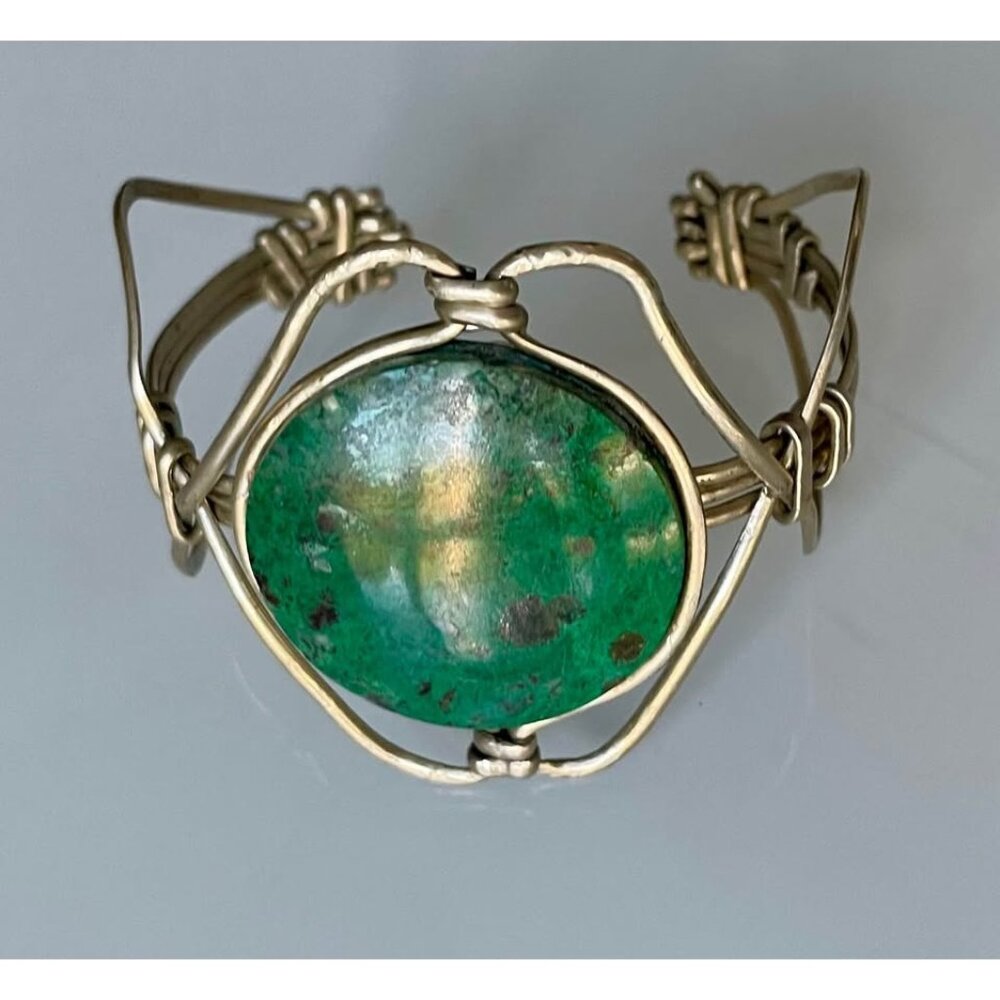 Vintage 1970s  Bracelet, Chrysocolla Cuff Bracelet